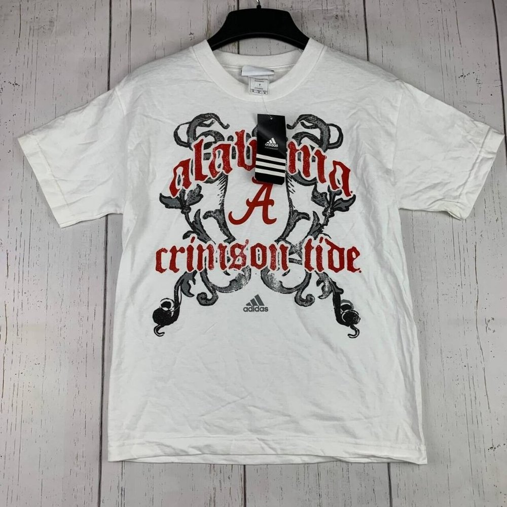 Alabama‎ Crimson Tide Medium Adidas Casual T-Shirt White New Youth